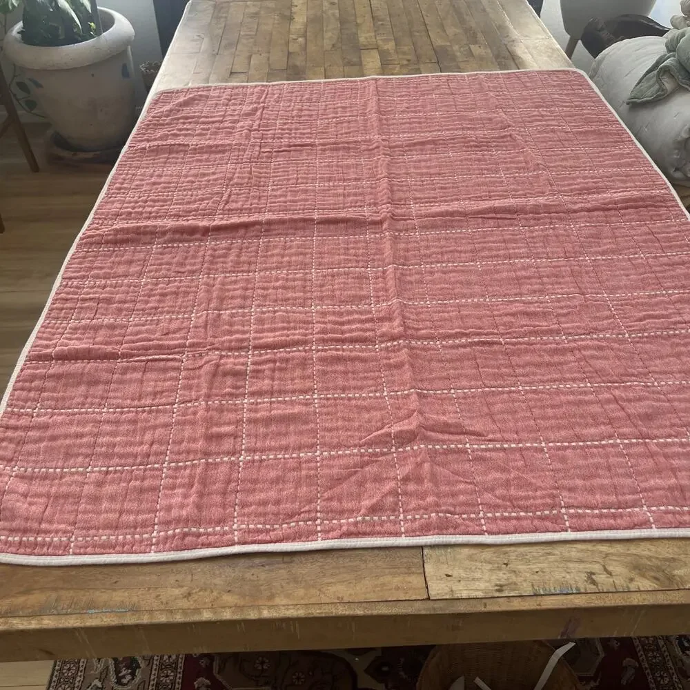 Reversible Kids Towel Pink White Dots Stripes 41